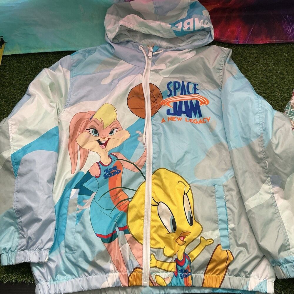 Members Only Space Jam A New Legacy Windbreaker Jacket Size L Lola Bunny Tweety